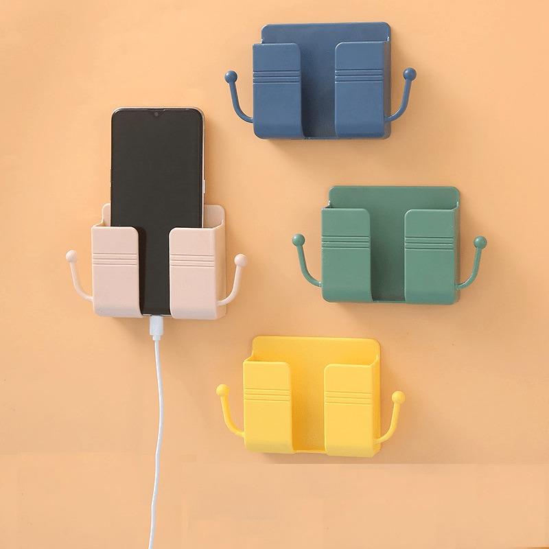 Wall Mounted Phone Charging Storage Box, TV Air Conditioner Remote Control Board Storage, Home Organization Rack, 1pc