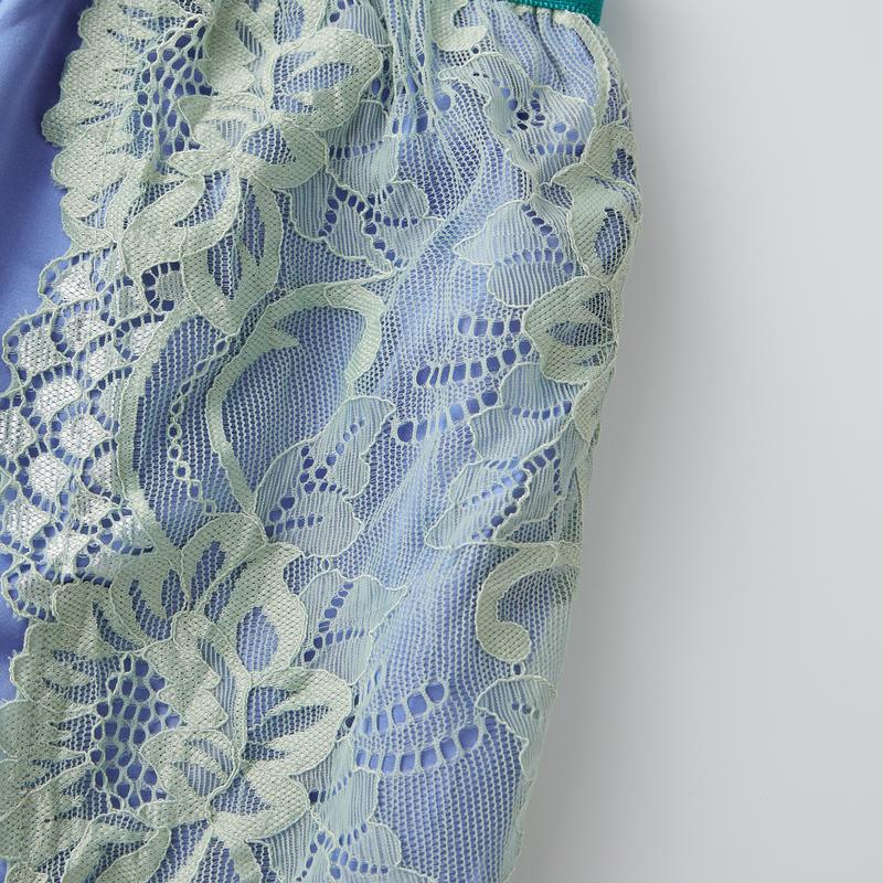 Women's Pajama Sets Lace Patchwork Spaghetti Strap Ruffled Cami Tops with Loose Pants 2Pcs Soft Sleepwear