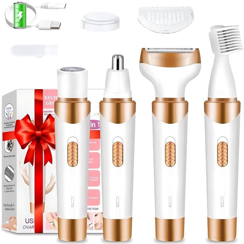 4 in 1 Electric Shaver, 1 Set Portable Hair Removal Machine, Cordless Hair Trimmer for Women, Men, Girls, Epilator Hair Remover, Christmas Gift, Winter & New Year Gift, Stocking Fillers Comfort White ,1Set Shaving Products