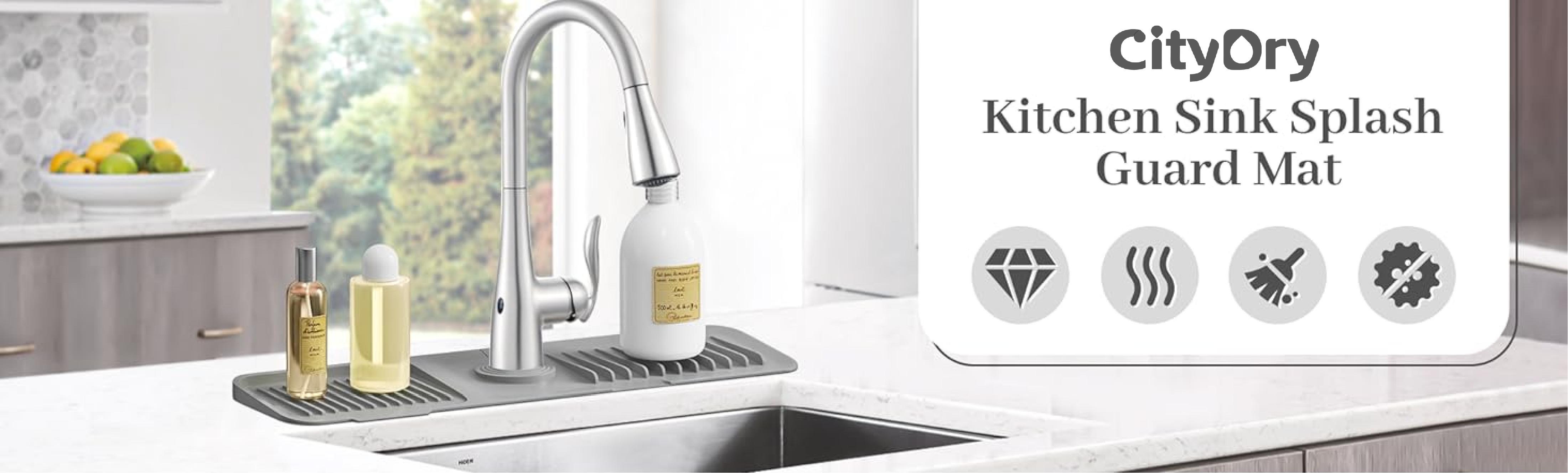 CityDry-Kitchen Sink Faucet Mat, Silicone Folding Splash Guard, Draining Mat with Button Lock, Sink Faucet Protector, Sink Accessories for Kitchen CityDry-Kitchen Sink Faucet Mat, Silicone Folding Splash Guard, Draining Mat with Button Lock, Sink Faucet Protector, Sink Accessories for Kitchen