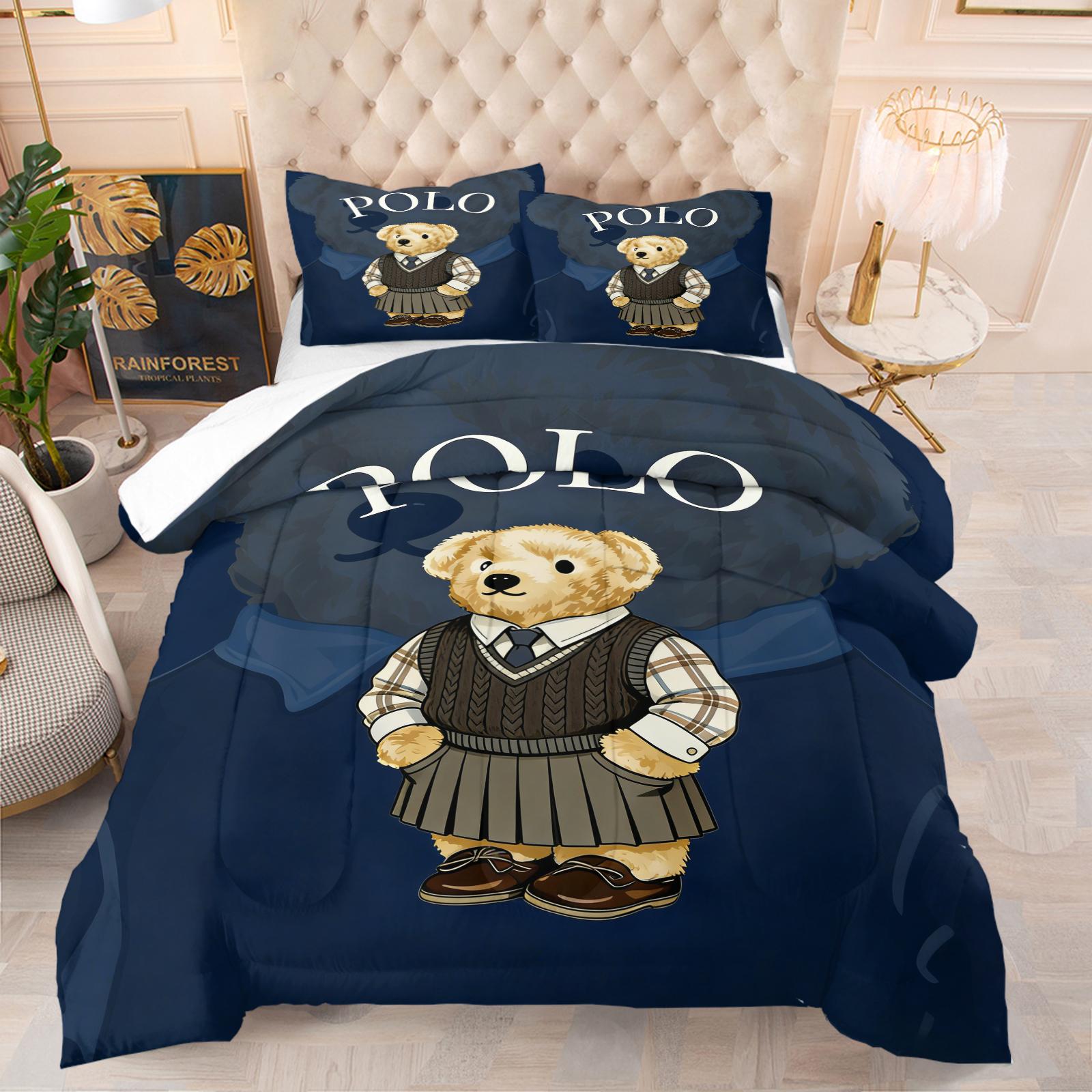 Bamboo Print Pattern Bedding Set, Includes 1 Quilt and 1 or 2 Pillowcases Without Pillow Inserts, Soft Bedroom Decor for Kids or Adults, Perfect Gift