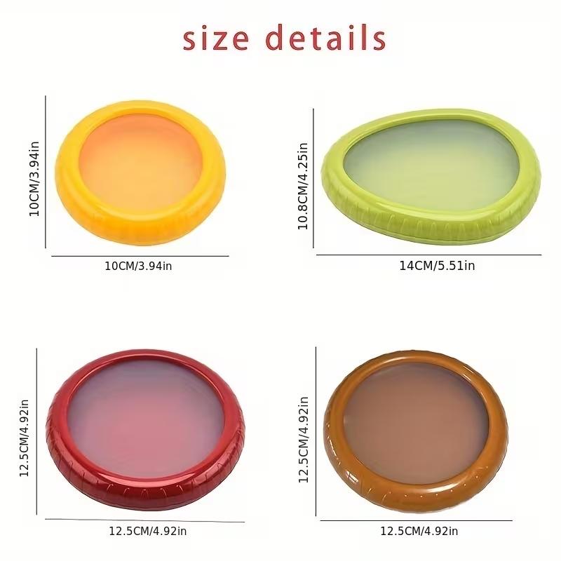 Set of 4 Silicone Fruit and Vegetable Storage Boxes, Reusable Fridge Containers, Avocado Tomato Box, Ideal for Garlic Onion Lemon Potato