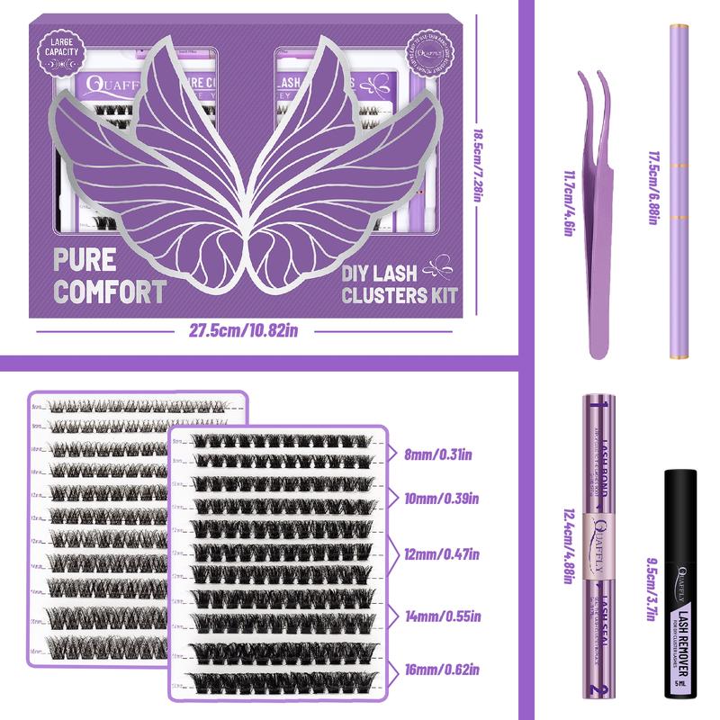 Eyelash Extension Kit, 1 Box Individual False Eyelashes with Eyelash Glue & Tweezers & Brush & Eyelash Remover, Professional Eye Makeup Accessories, Cosmetic
