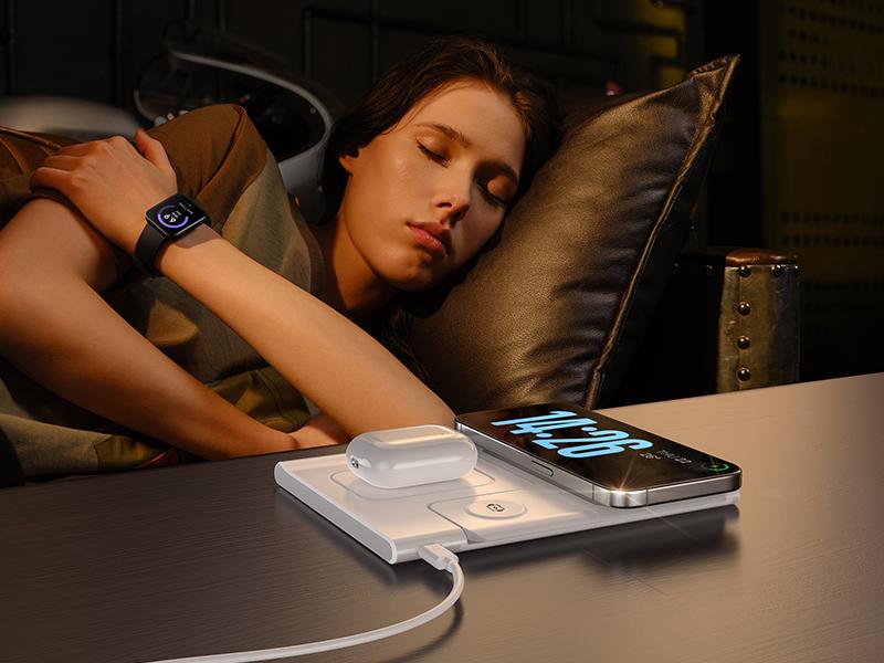 Upgraded Wireless Charger Station for Apple Devices,Wireless Charger Stand for iPhone 12-16series,Apple Watch and AirPods(18W Adapter Not Included)