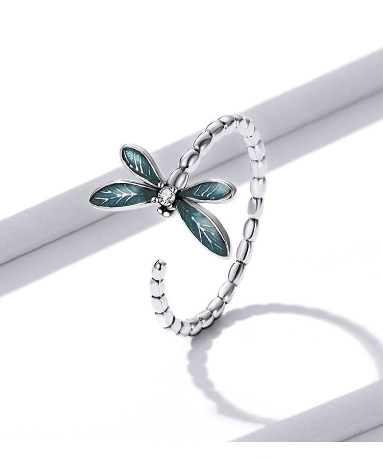 EAMTIA 925 Sterling Silver Dragonfly Cubic Zirconia Ring Opening Dainty Jewelry Gifts for Women Mother's Day/Birthday/Anniversary Day/Valentine’s Day