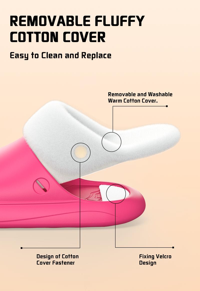 YASSIA Cozy Removable Fleece-Lined Winter Slides | Warm, Non-Slip & Water-Resistant Slippers Girl Women