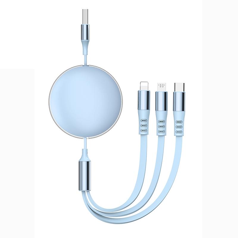 120w 6a Ultra Fast Charge Type-C Rechargeable Cable, 1.2m USB Charging Line, 3-In-1 Quick Charge Compatible Devices