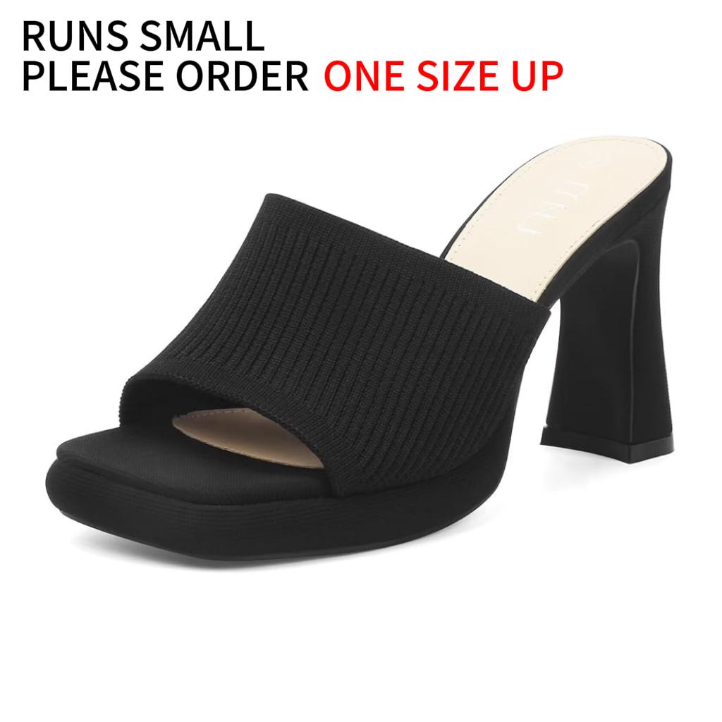 MUSSHOE Chunky Heel Platform Sandals Square Toe Slip On Design SpringStatements