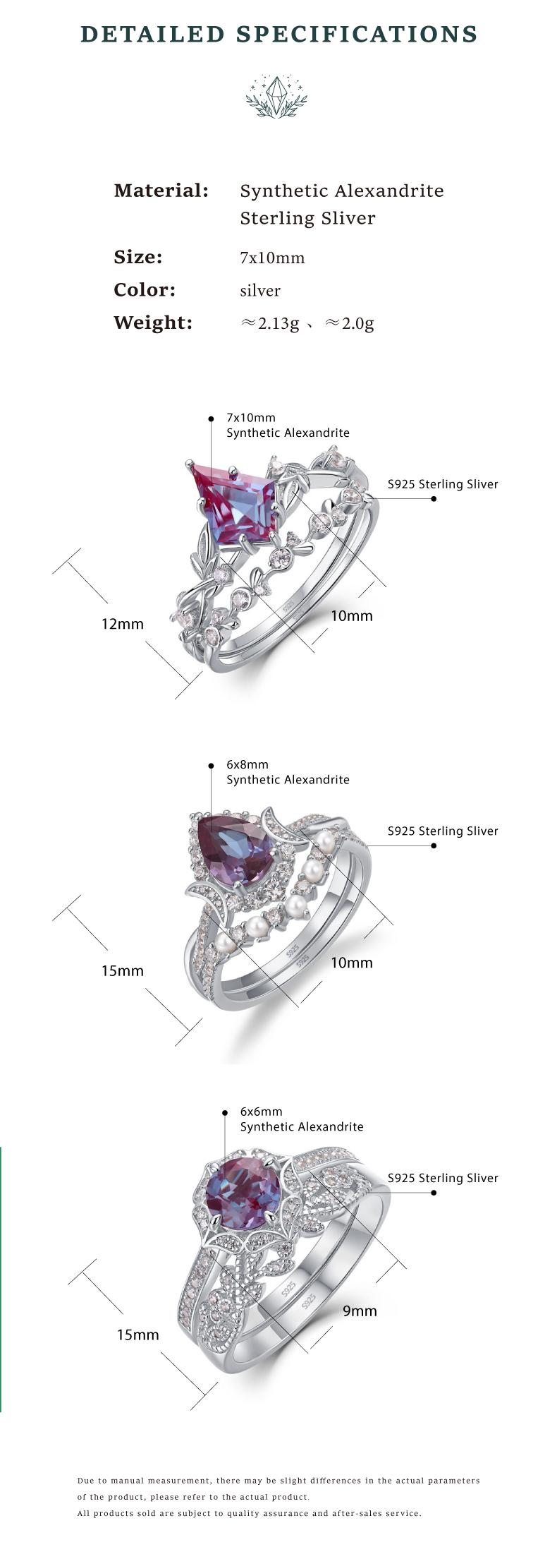 Mystic Twilight Synthetic Alexandrite Ring Color-changing lab gemstones in S925 Silver, Perfect Gift for Valentine's or unique jewelry fairy ring