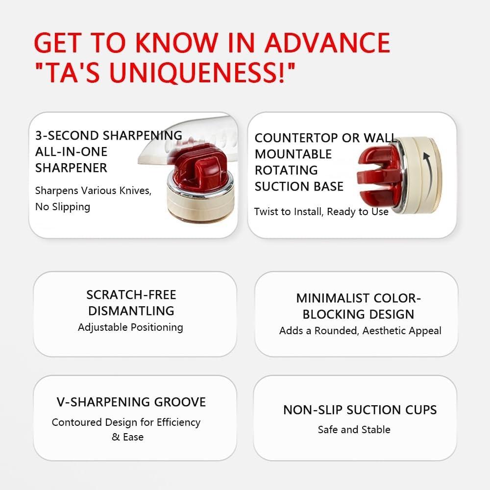 2-Piece Mini Knife Sharpener Set, Multifunctional Pocket Kitchen Tool Sharpeners with Suction Base, Suitable for Various Knives