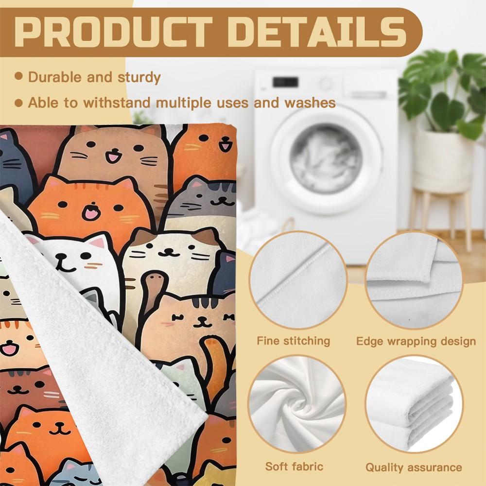 Cute Cartoon Cat Beach Towel, Trendy and Cool Print Design, Lightweight and Quick-Drying Towel, Suitable for Teens, Adults, and Children for Poolside, Vacation, Travel, and Outdoor Summer Use. Lightweight and Quick-Drying