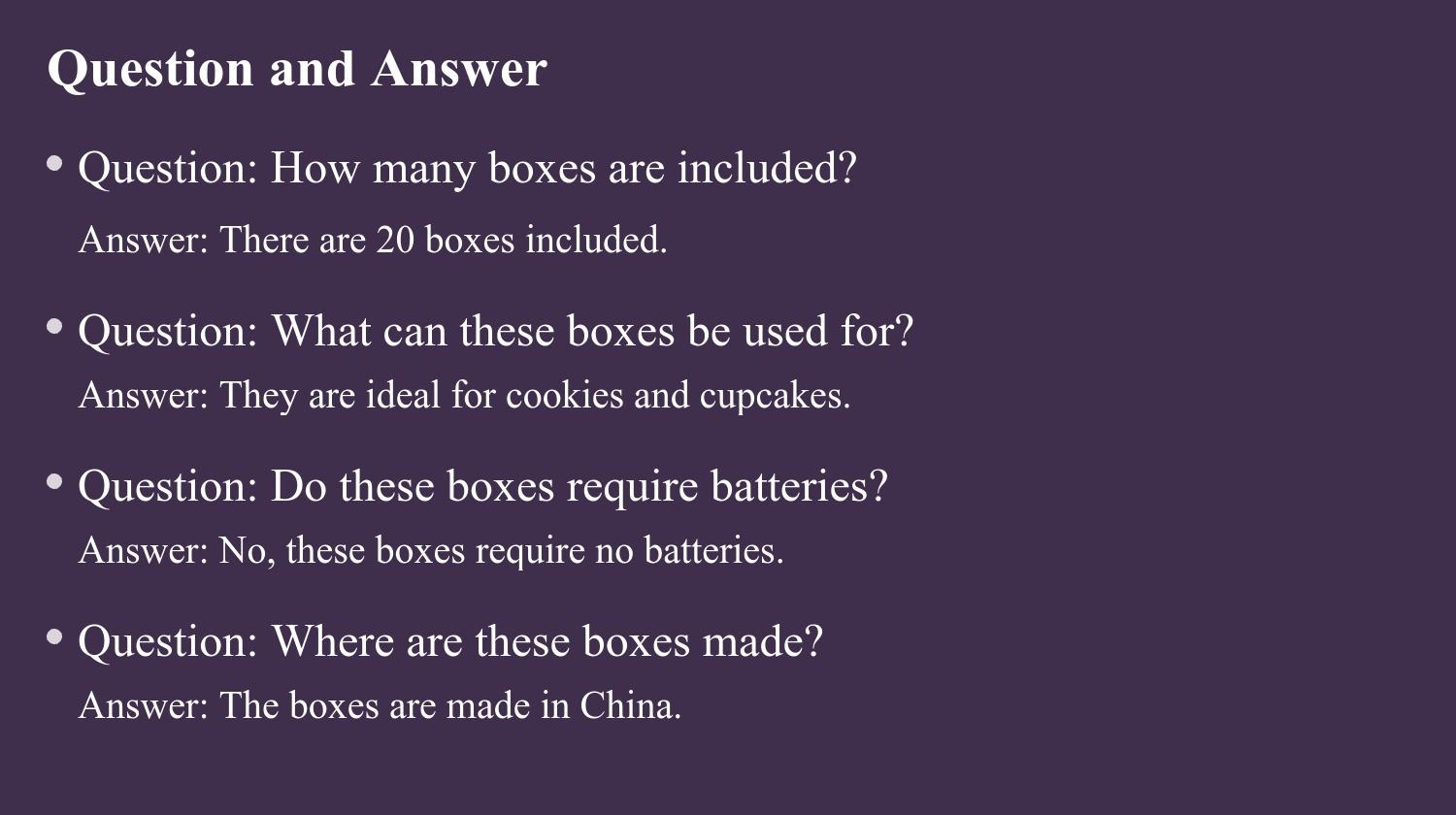 20-Pack Cookie & Cupcake Boxes, Baking Packaging, Candy Gift Box, Dessert Storage, Ideal for Weddings Birthdays, No Batteries Needed