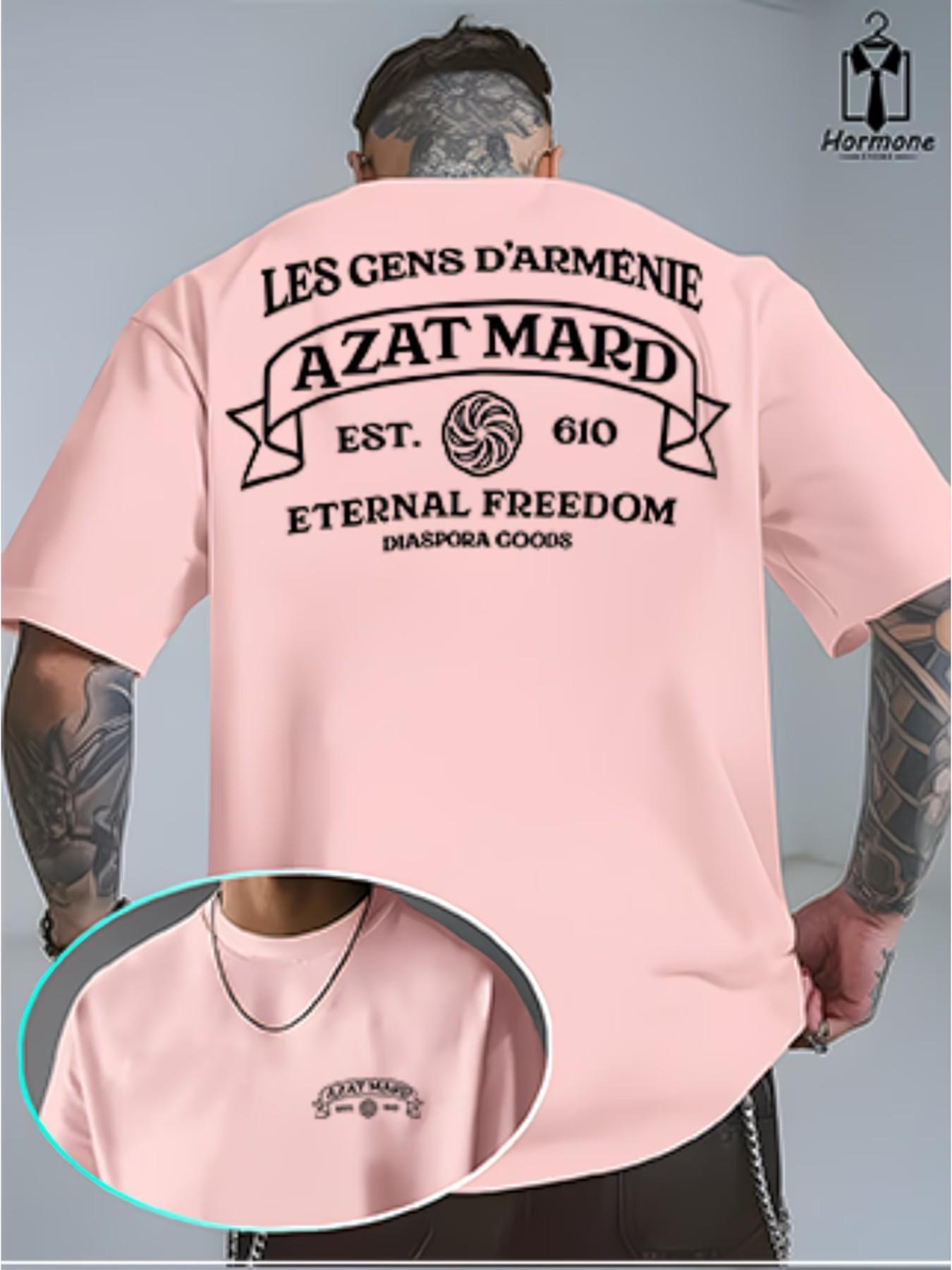 Culture Trend Brand Azat Mard Armenia Eternal Freedom T-Shirt, Casual Graphic Short Sleeve, Fitted Polyester, Versatile Streetwear