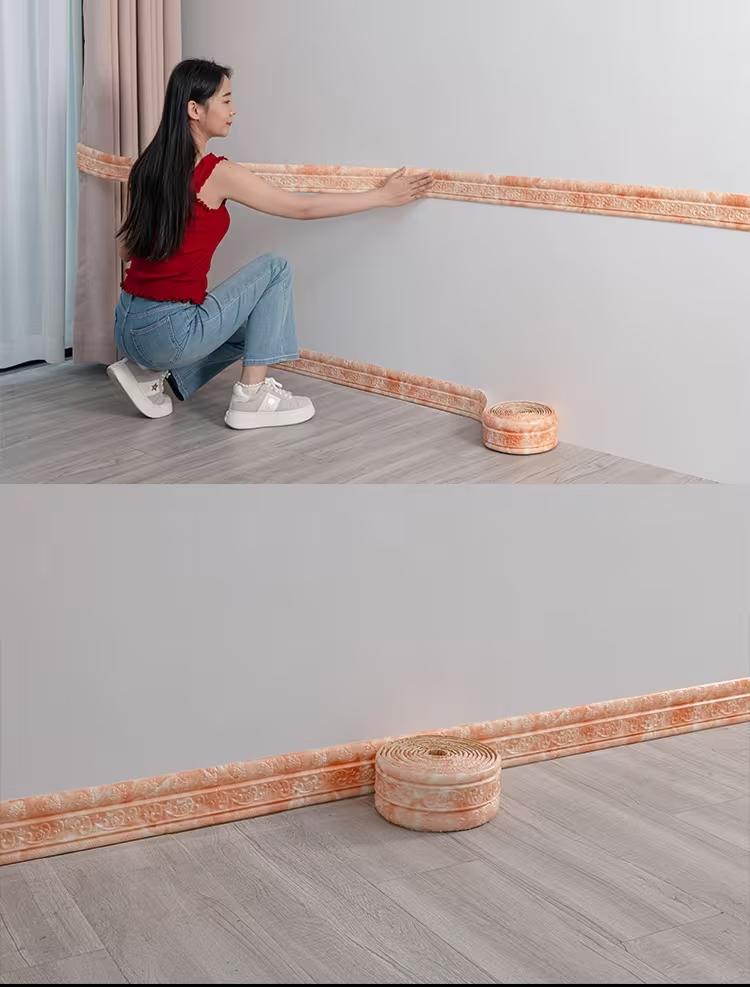 362.2 Inch (90.55 Inch X 4 Rolls) 3D Self-Adhesive Waterproof Wall Stickers - Foldable, Multiple Colors Availabel and Stick, Foam Decorative Strips, Wallpaper Borders, Foam Baseboards, Wall Stickers, Suitable for Home Decoration