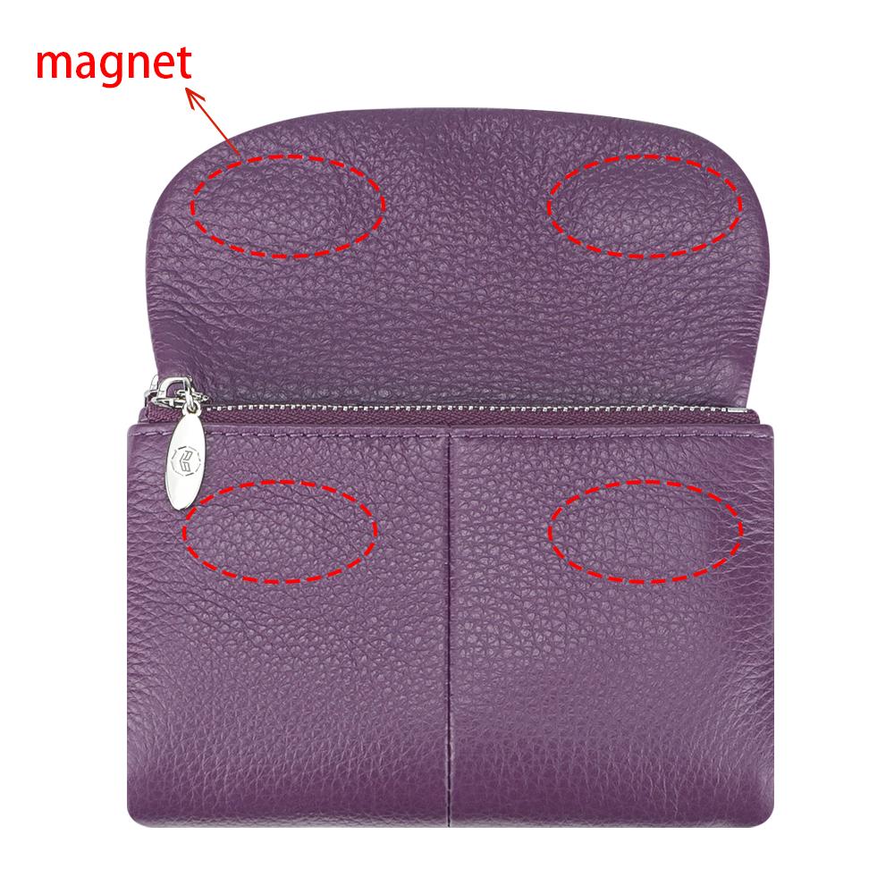 Royal Bagger RFID Blocking Women's Short Wallet Genuine Leather Multi-card Slots Card Holder Trifold Purse Magnetic Opening 2063 SpringStatements