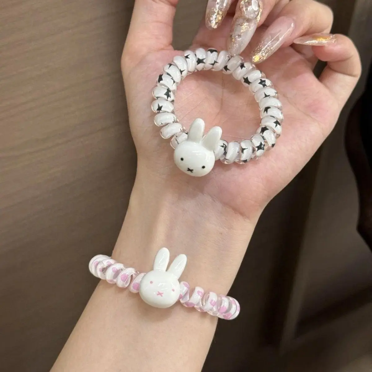 Kawaii Miffy Rabbit Hair Tie Cute Cartoon Telephone Line Hair Tie Sweet High Elasticity Durable Ponytail Simple Hair Accessory