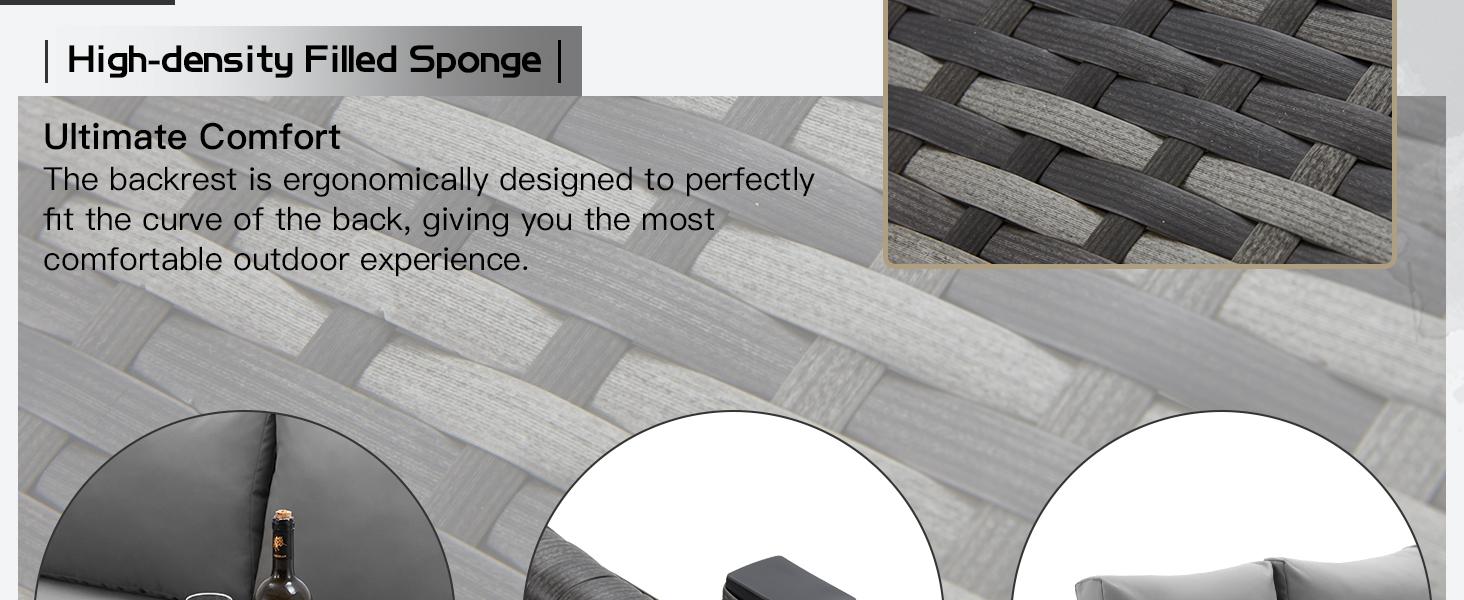 【2/3 Packages Shipping】YODOLLA 7 Pieces Outdoor Sectional Sofa Conversation Set All Weather Wicker Rattan Couch Dining Table & Chair Outdoorfun