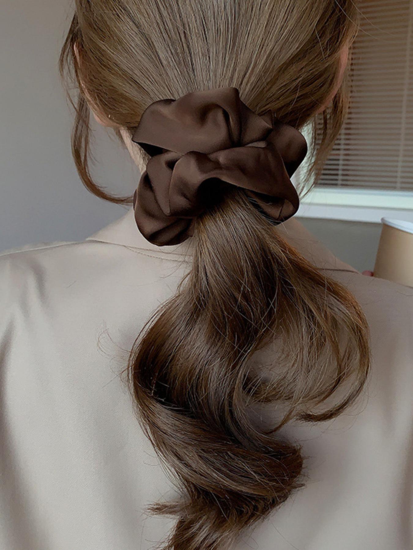 Elegant Satin Hair Ties Set, 3pcs High-Quality Women's Hair Accessories, Vintage Simple Style, Perfect for Styling Buns & Ponytails