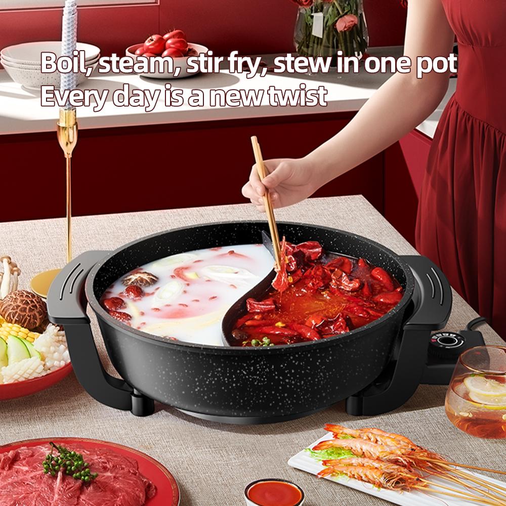 6L Electric Hot Pot, Non-Stick Cooking Pot With Partition, Double-Boiled Pot, Suitable for Hot Pot and Shabu-Shabu,Electric Fondue Pot TikTok Shop Black Friday