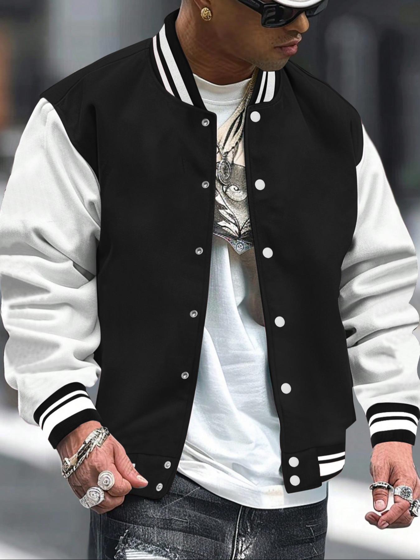 Men's Baseball Jacket Coats Colorblock Long Sleeve, Fitted Casual Campus Style, Comfortable Daily Wear, Thick Fabric Knit for Fall & Winter,Fall outfits, Clothes