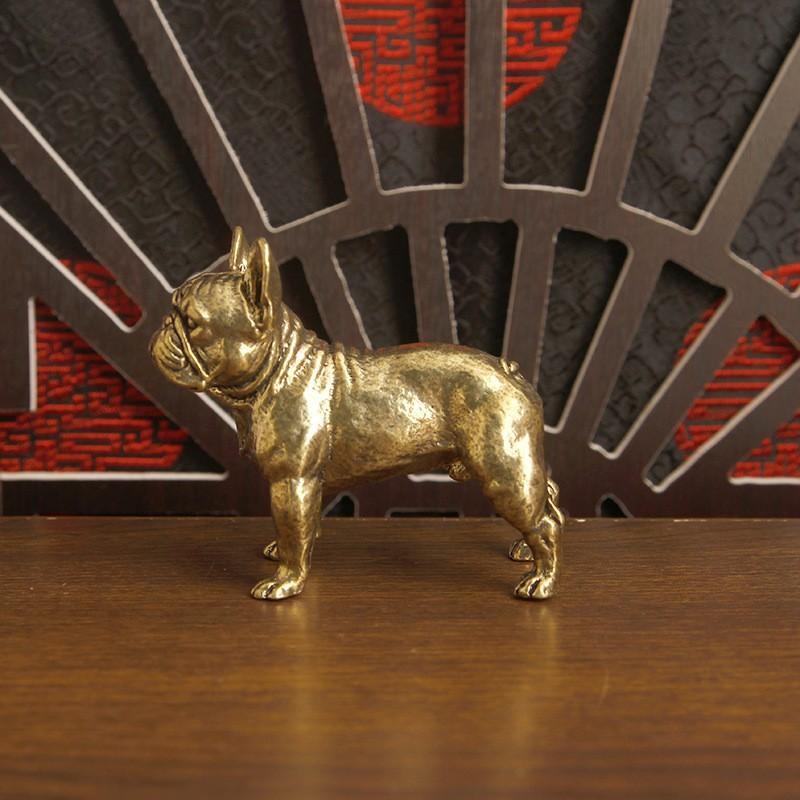Brass Puppy Figurine Statue, Bull Terrier Metal 3D Model Decorative Item, Solid Vintage Puppy Ornament, Home Decoration Accessory