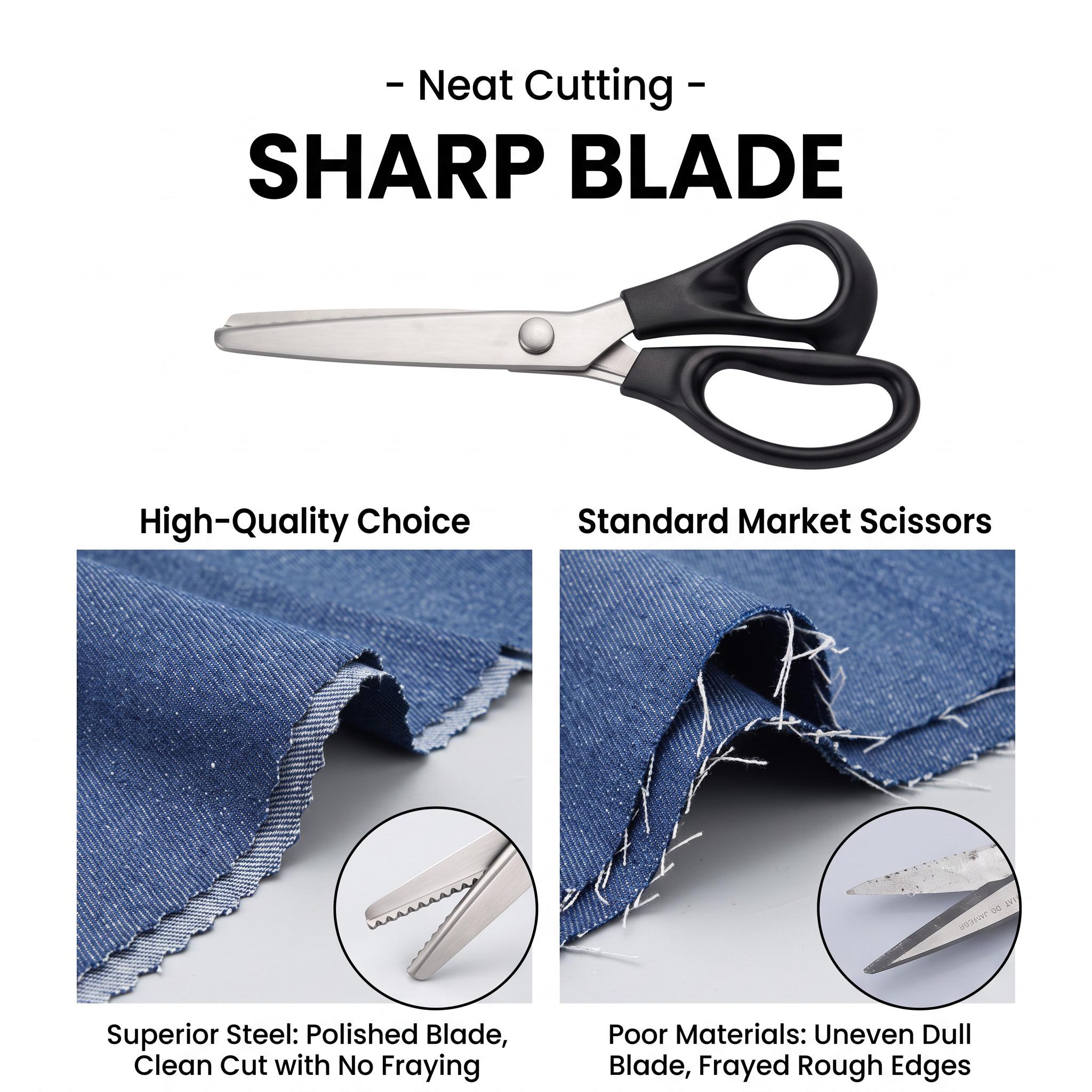 Stainless Steel Zig Zag Scissors with Serrated Teeth - Perfect for DIY Crafts, Sewing Accessories and Supplies, Lace, Dressmaking, Sewing & Tailoring - Durable & Sharp, Crafting Sewing Tools-YY1