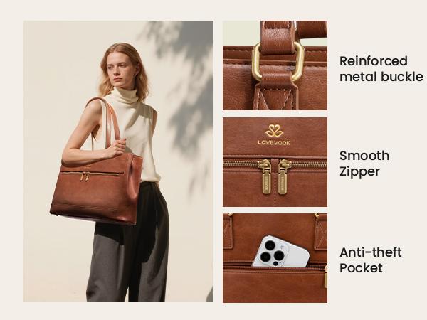 【NEW IN】LOVEVOOK Laptop Bag for Women,15.6 Inch Vintage Work Tote Bags for Women,Leather Teacher Bag,Large Handbag Computer Briefcase