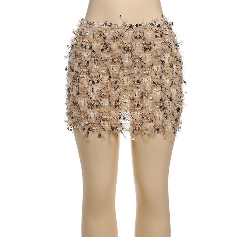 2025 Trendy Bohemian Summer Skirts, Women's All Over Print Fringe Bodycon Skirt, Casual Fashion High Waist Mini Skirt for Daily Outdoor Wear, Ladies Bottoms for Summer