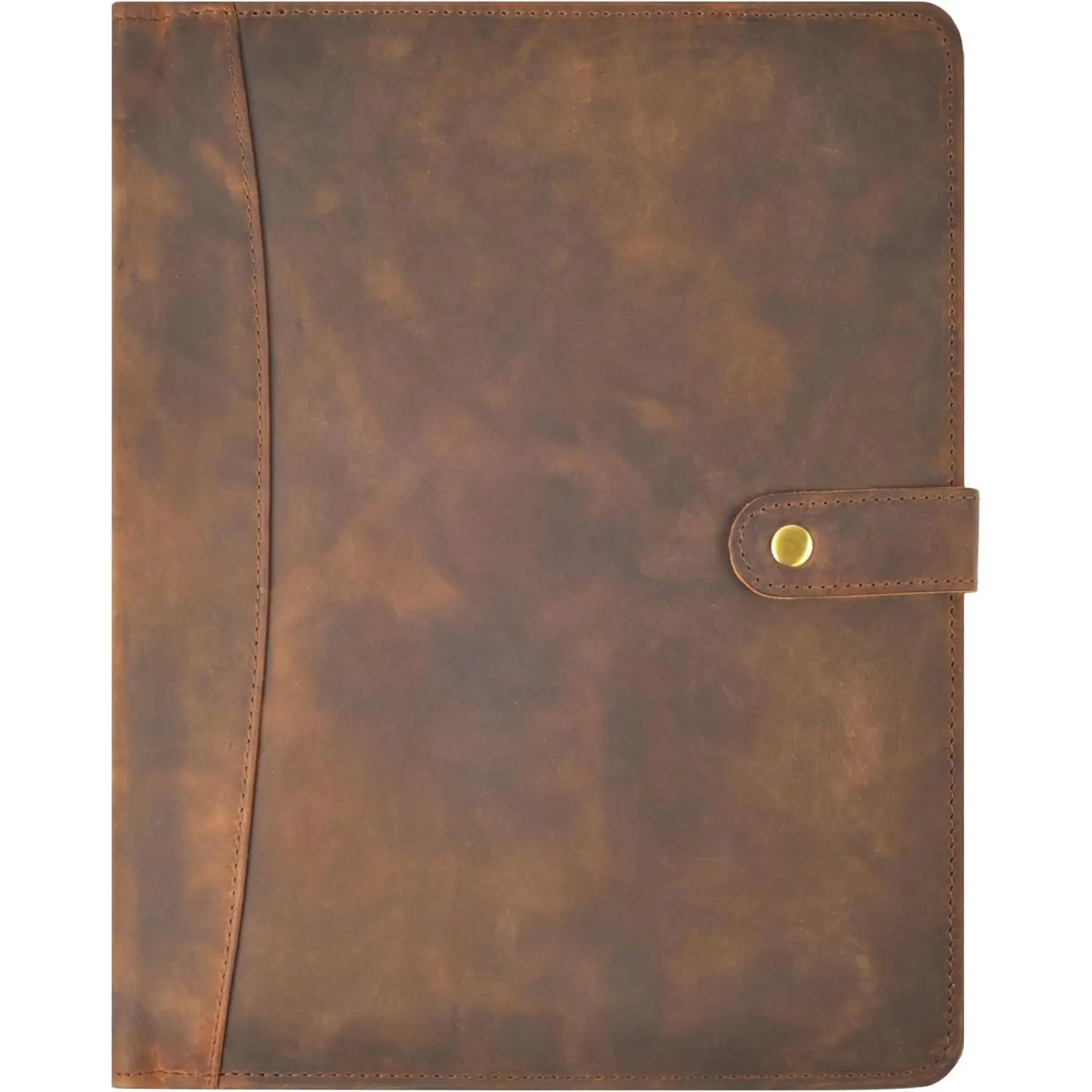 Leather Resume Portfolio Folder, Professional A4 Padfolio Organizer Binder for Interview, Ideal Graduation & New Job Gift for Men Women, Brown