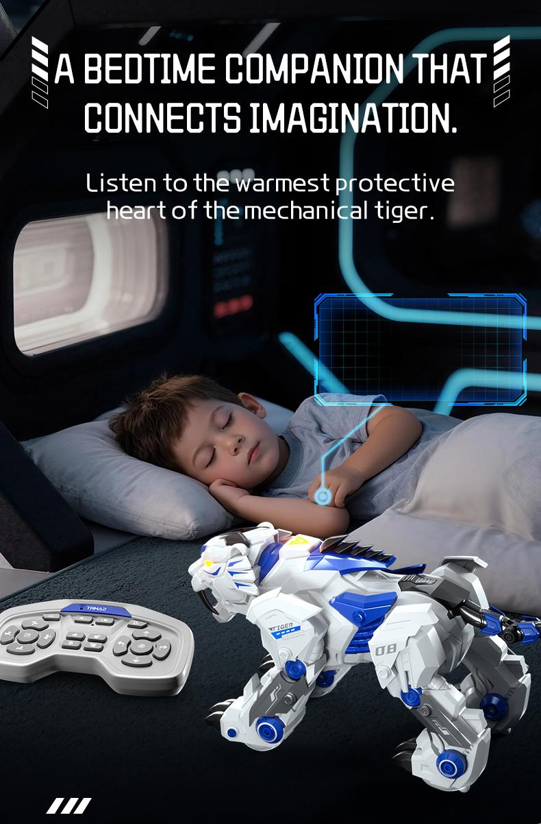 2.4GHz Electric Remote Control Tiger Toy, Smart Mechanical Pet, Dancing Storytelling Mimicry Inversion Programming, Interactive Educational Gift