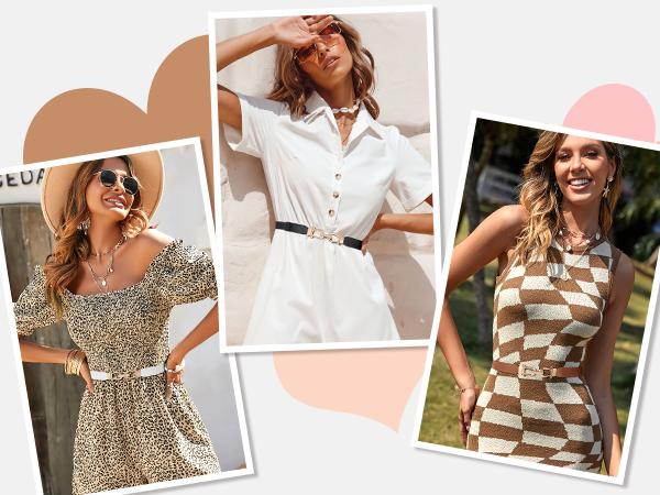 JASGOOD Women Stretchy Waist Belt Retro Elastic Skinny Belt for Ladies with Gold Buckle