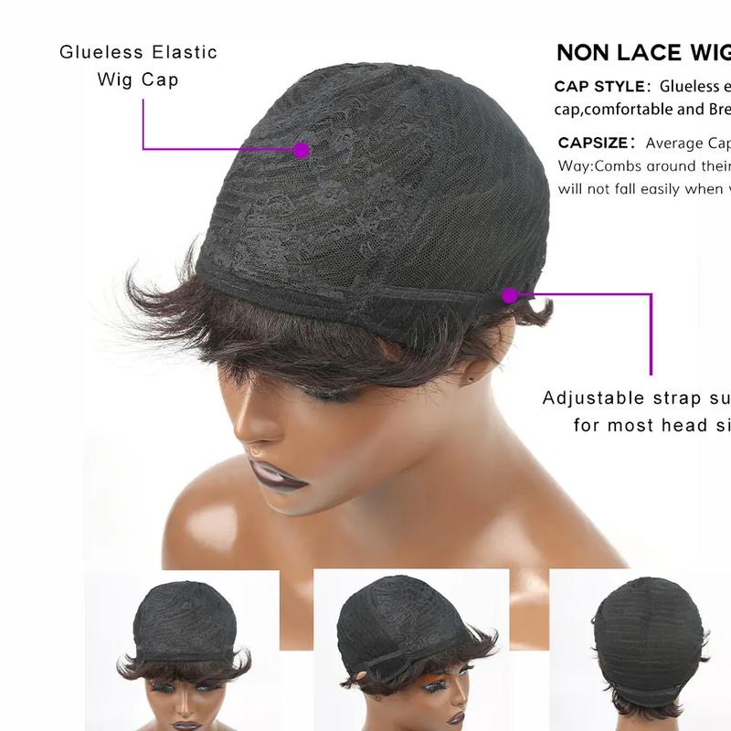 Cikana Hair Pixie Cut Wigs for Black Women Human Hair Short Bob Wig Human Hair Wigs with Bangs Layered Style Bob Wigs for Black Women Machine Cikana Hair Pixie Cut Wigs for Black Women Human Hair Short Bob Wig Human Hair Wigs with Bangs Layered Style Bob Wigs for Black Women Machine