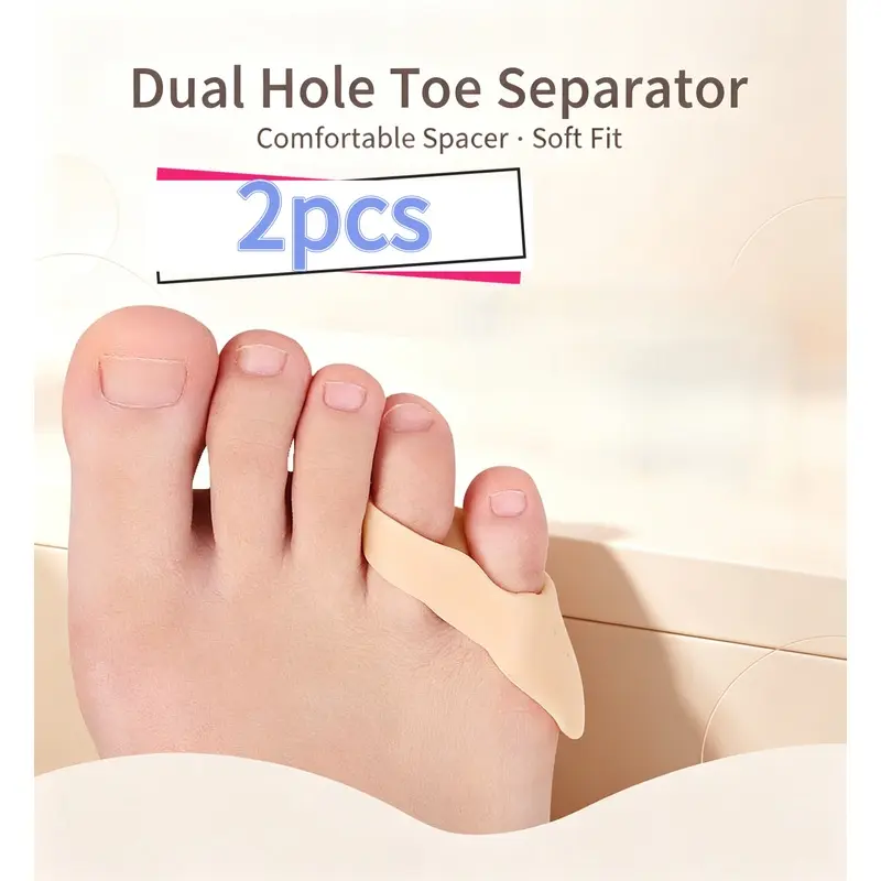 2pcs double hole toe splitter, little toe eversion corrector, daily and night use SEBS, big toe eversion corrector, Foot Care Tool
