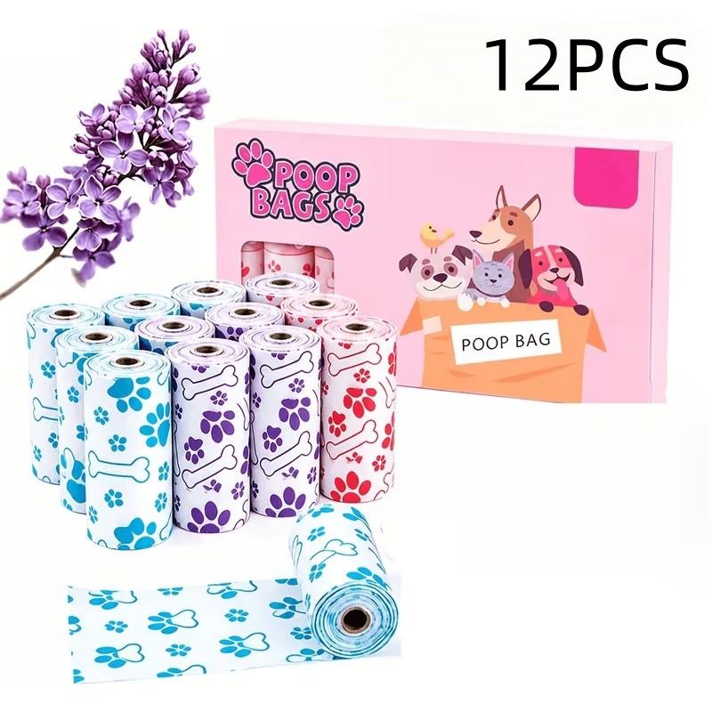 12pcs Random Color High-Quality Pet Waste Bags, Portable Easy Tear Dog Trash Bags Supplies, Thick Leak-Proof Durable, Ideal for Outdoor Walking and Daily Cleaning