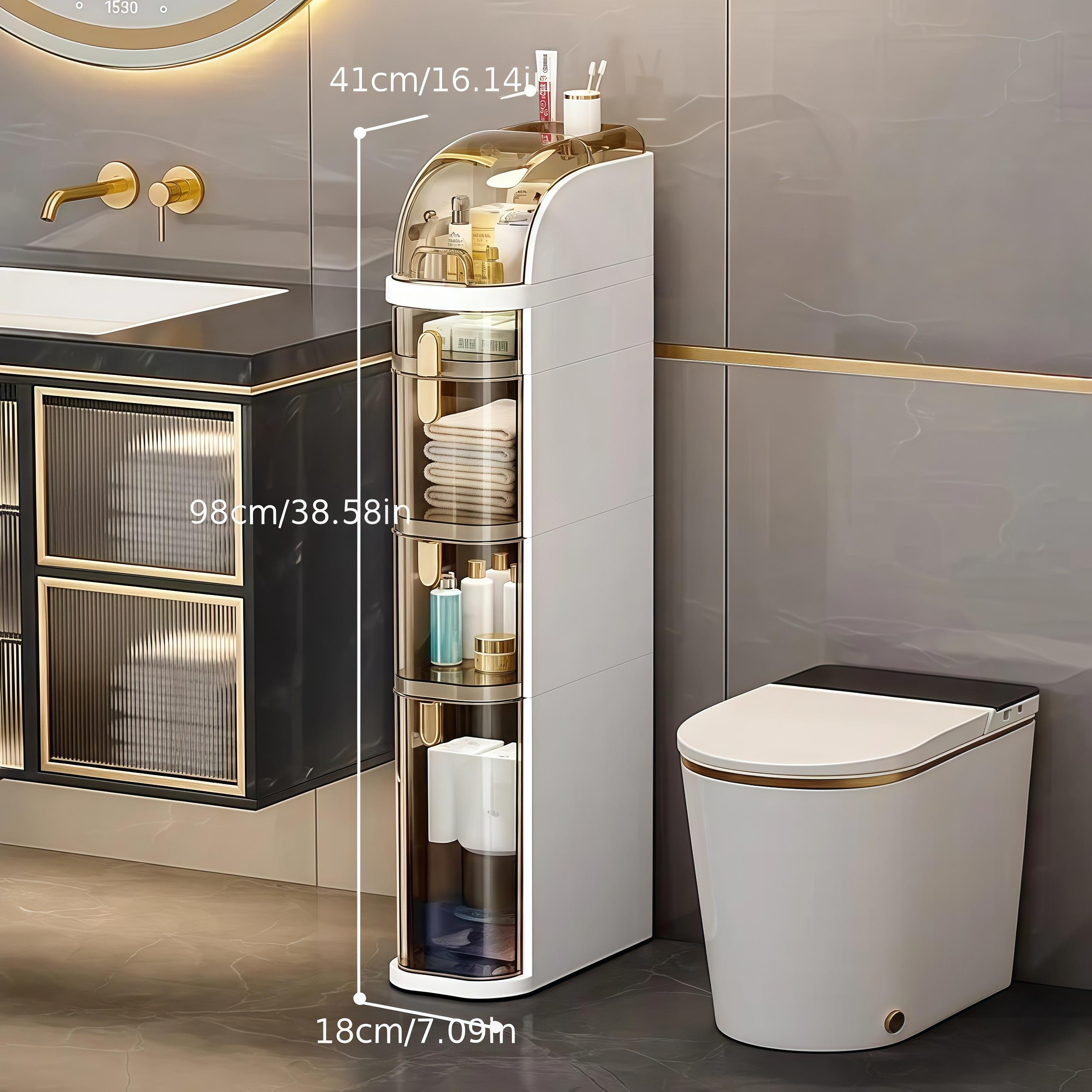 UFORU Space-Saving Multilayer Bathroom Storage Cabinets - 4-Tier Slim Design with Transparent Drawers & Removable Top Tray for Efficient Organization