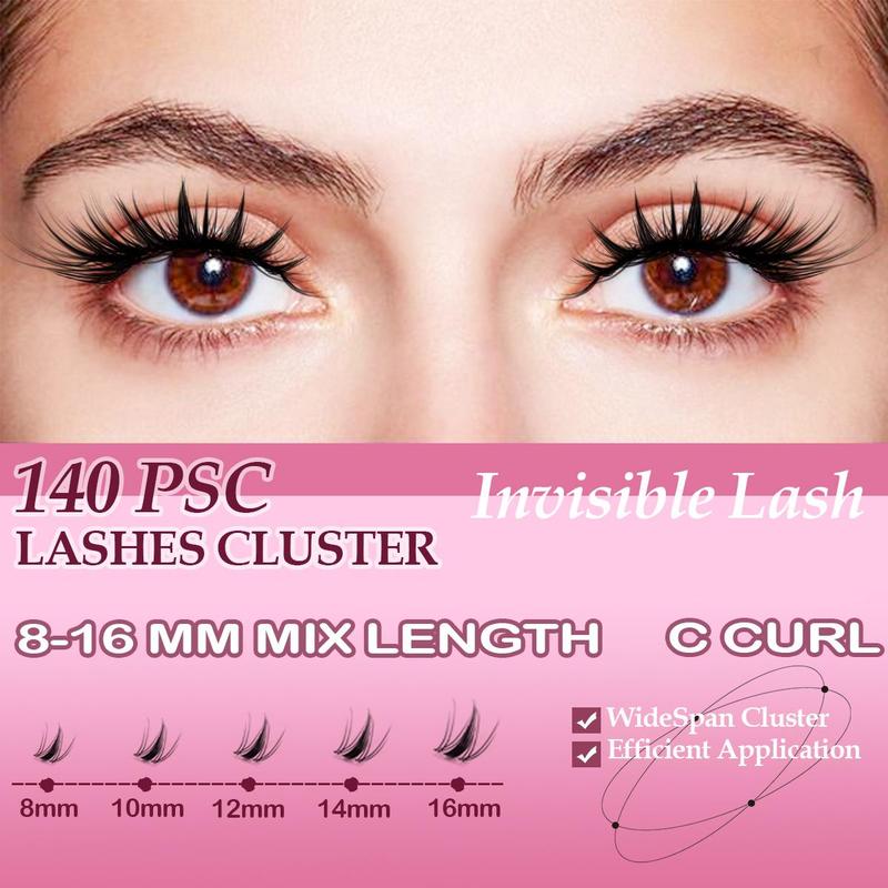 Manga C Curl Wet Look Eyelash Extension Kit, 8–16 mm Mixed-Length DIY Lash Clusters with Bond & Seal, Tweezers and Remover, Eye Makeup Enhancement Tool for Women #TOP PICKS