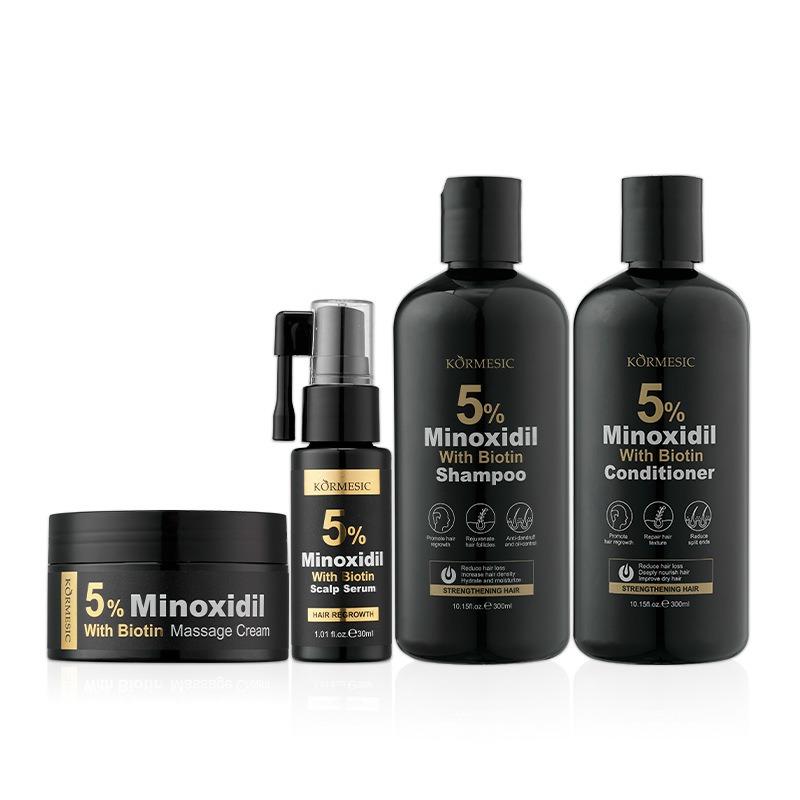 Kormesic 5% Minoxidil Biotin Hair Care Set, Anti-Hair Loss Growth, Nourishing Repair, Oil Control Dandruff Treatment, Men Women Beginners Kit