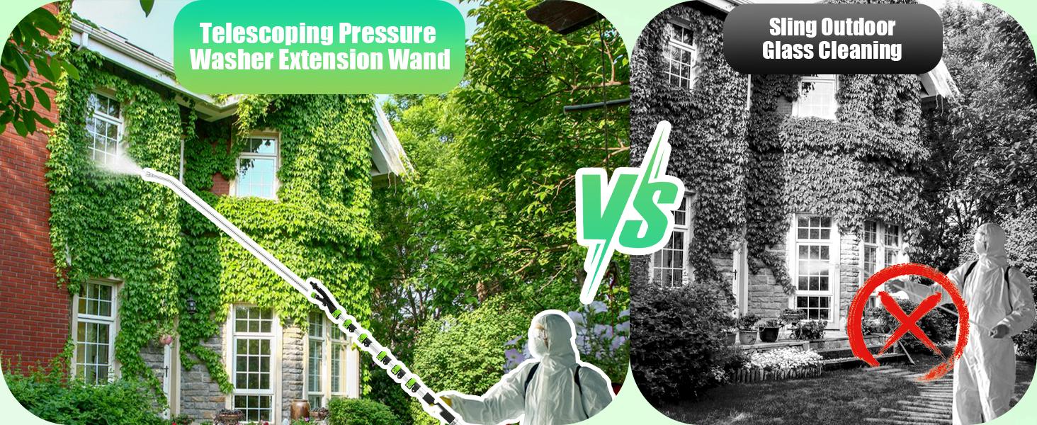 Tool Daily 21 FT Telescoping Pressure Washer Wand with Brush, Power Washer Extension Wand, Aluminum Telescopic Gutter Cleaner with 3 Curve Wands, 5 Spray Nozzle Tips and Adjustable Belt, 4000 PSI