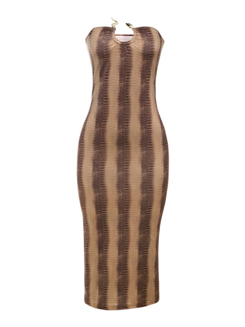 Women's Graphic Print Tube Formal Bodycon Dress, Elegant Fashion Dress for Party Club Dating Wear, Women Dress for Summer, Womenswear