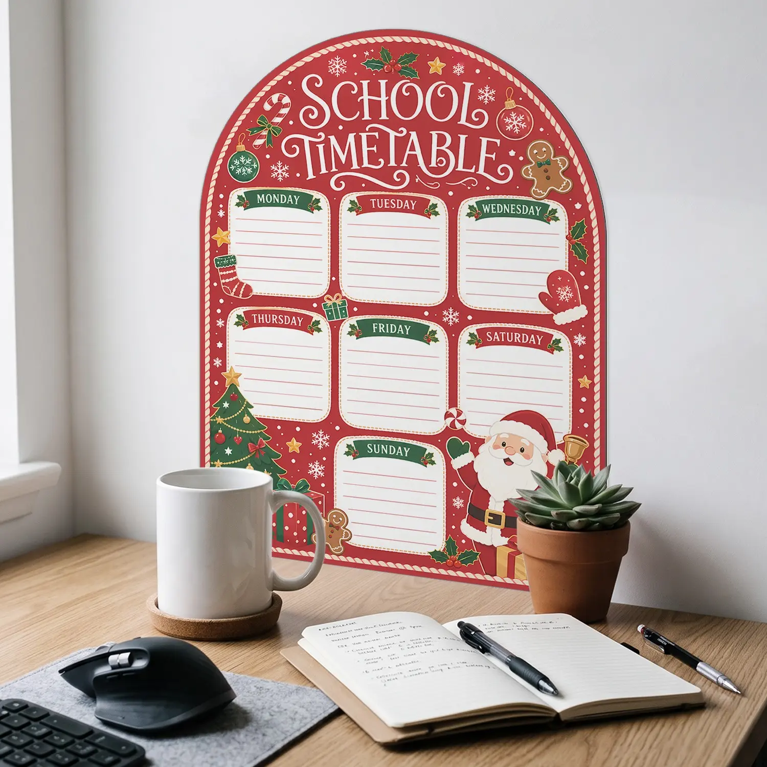 Christmas Theme Self-Adhesive Soft Iron Foam Whiteboard Wall Sticker, Erasable School Schedule, Thickened Foam Base, Child Learning Reminder