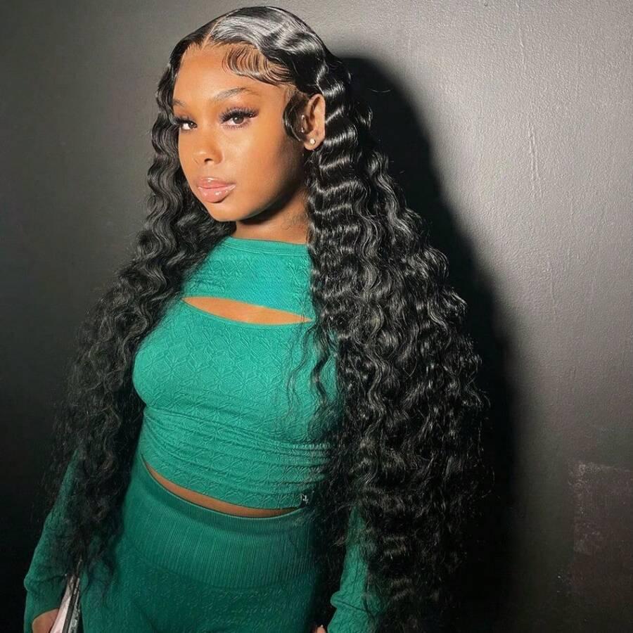 Bling Hair 36 38 Inch 13×6 Loose Deep Wave Lace Wig Pre Plucked 180% Density Kinky Curly 13x4 Lace Frontal Wigs For Black Women