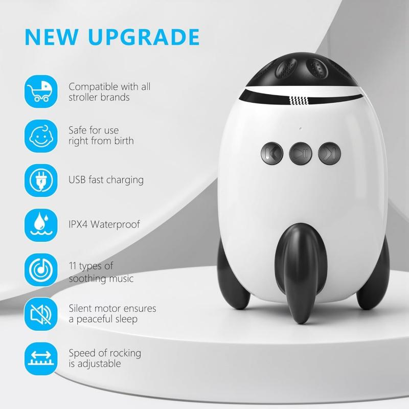 Baby Rocking Chair, Baby Vibration Soother, Gentle Shaking for Any Stroller, Noise Machine, 11 Sounds, Adjustable Speed, Sleep Aid