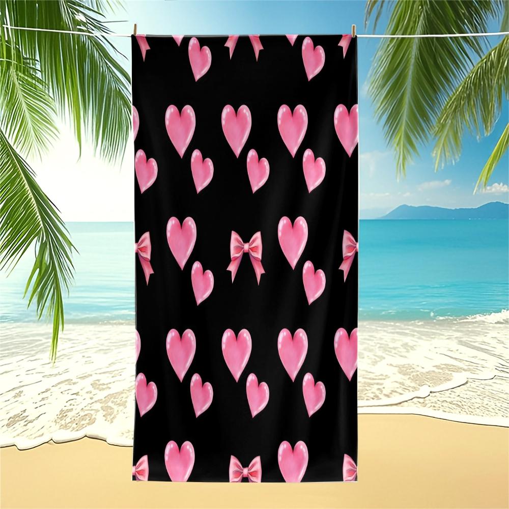 1-Piece Coquette Bow Printed Beach Towel, Cute Y2K Style Sand-Free Quick-Dry Microfiber Towel, Lightweight Absorbent Printed Beach Accessories, Ideal for Travel Vacation, Pool, Beach, Camping & Daily Use