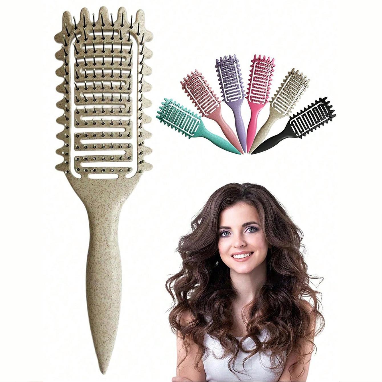 Vented Curl-Defining Brush, Curl Styling Brush, Curly Hair Detangler Brush for Curly, Wavy & Coily Hair, Airflow Comb for Fast Drying, Curl-Enhancing & Edge Lift, Detangling Brush for Wet & Dry Hair, Ideal for Travel, Home and Salon