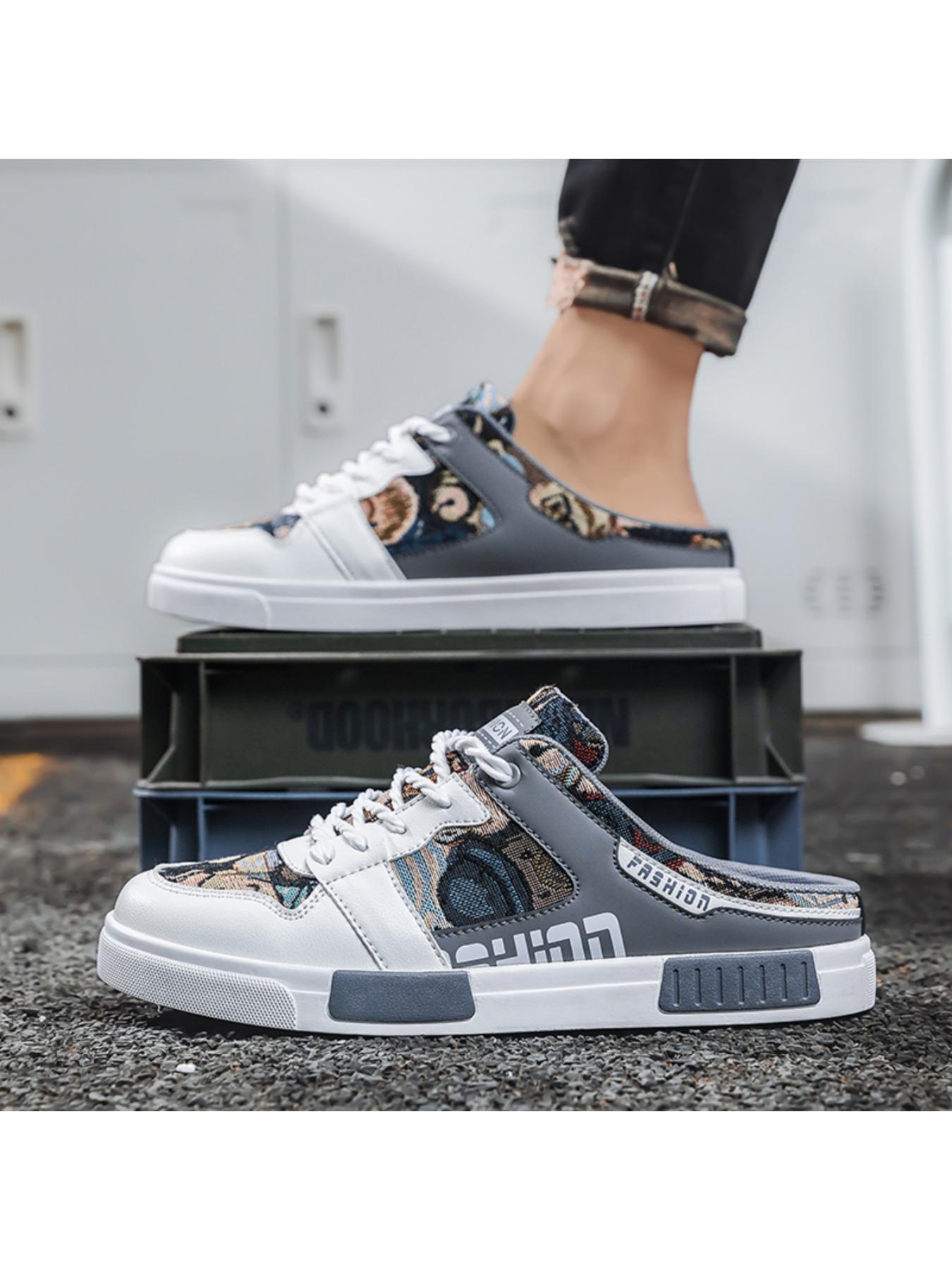 Summer Men's Half Slippers Fashion Large Size Non-Slip Breathable Casual Slippers, Stylish Comfortable Footwear for Daily Wear, Mesh Breathable Slides