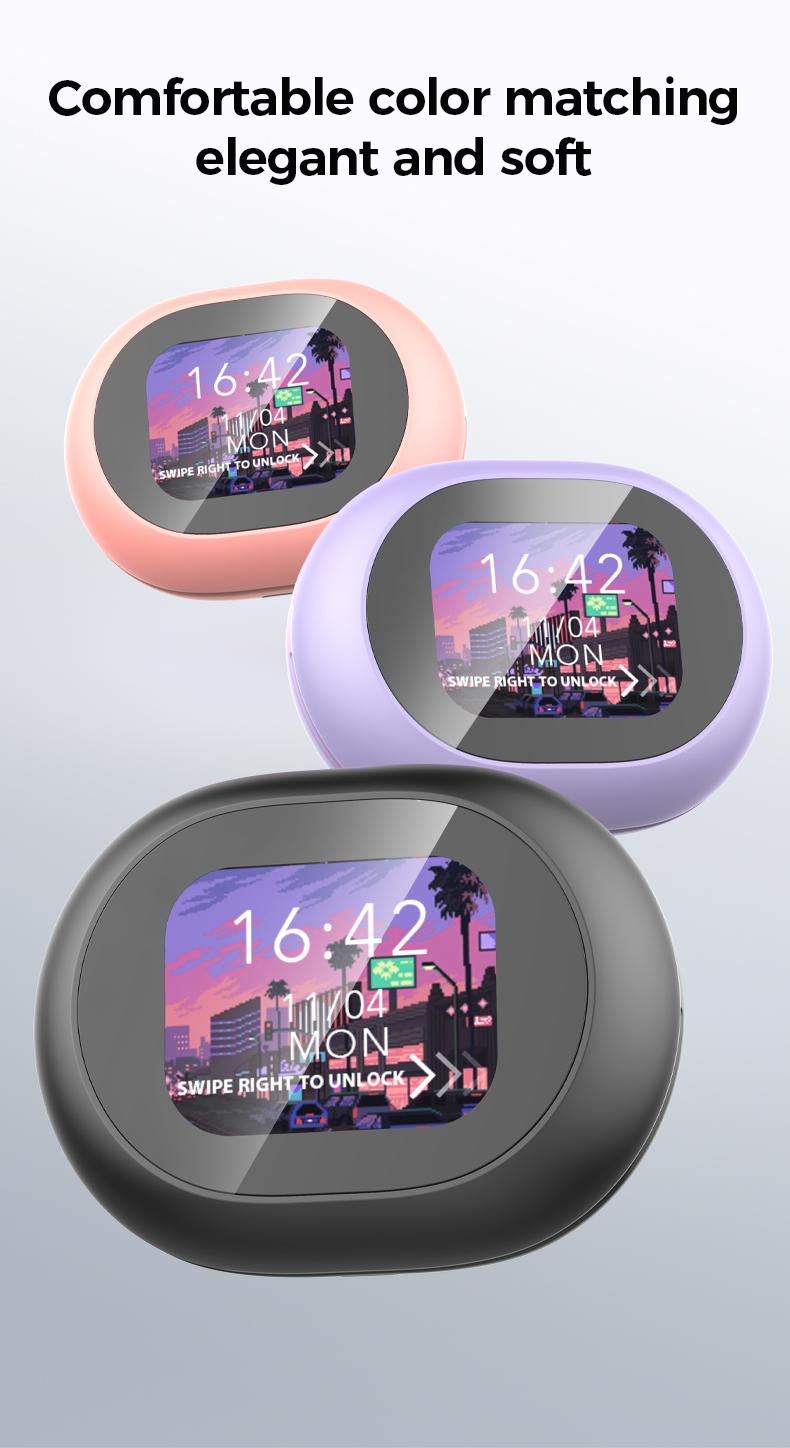 MINISO MS188 OWS Open Ear Headphones, True Wireless Bluetooth Earphones, Hifi Sound Headsets with Mic Full Color Screen Display Charging Case(For lanasfinalproject)