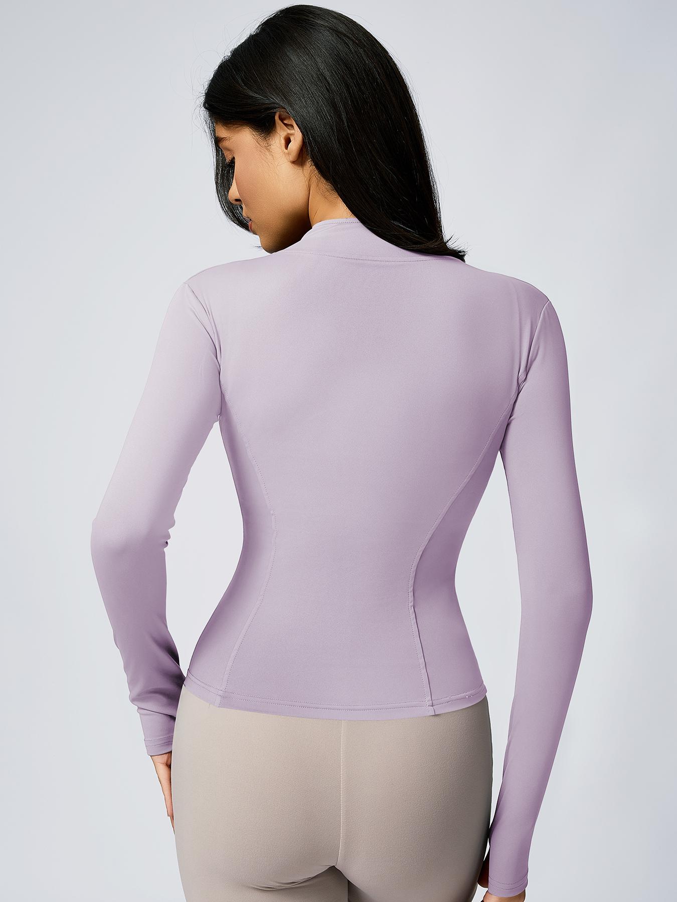 Women's Fashion Stand Collar Sport Jacket, Slim-Fit Long Sleeve Training Top, Thumb Hole Design, Breathable Gym Workout, Stylish Casual Sportswear