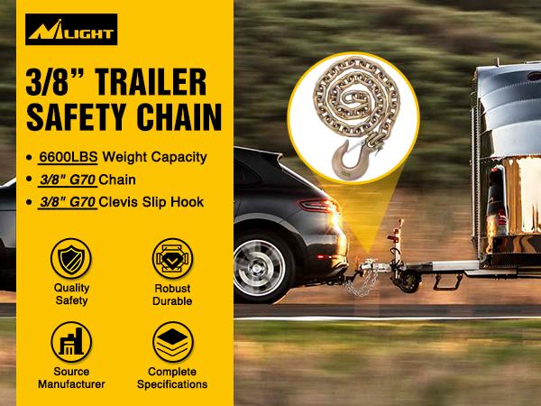Nilight 3/8" X 35" Trailer Safety Chain 2pcs Grade 70 Towing Chain with Clevis Snap Hooks 26400lbs Break Strength use for Trailer, RV,and Boat Towing and Gooseneck Couplers Heavy Duty Hardware Industrial dealsforyoudays
