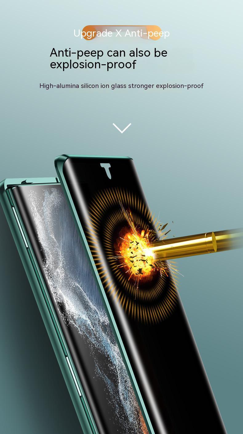 For Samsung Galaxy S25 S24 S23 S22 Ultra Plus Case 360° Anti Peeping Privacy Double Sided Glass Metal Magnetic Ultrathin Cover