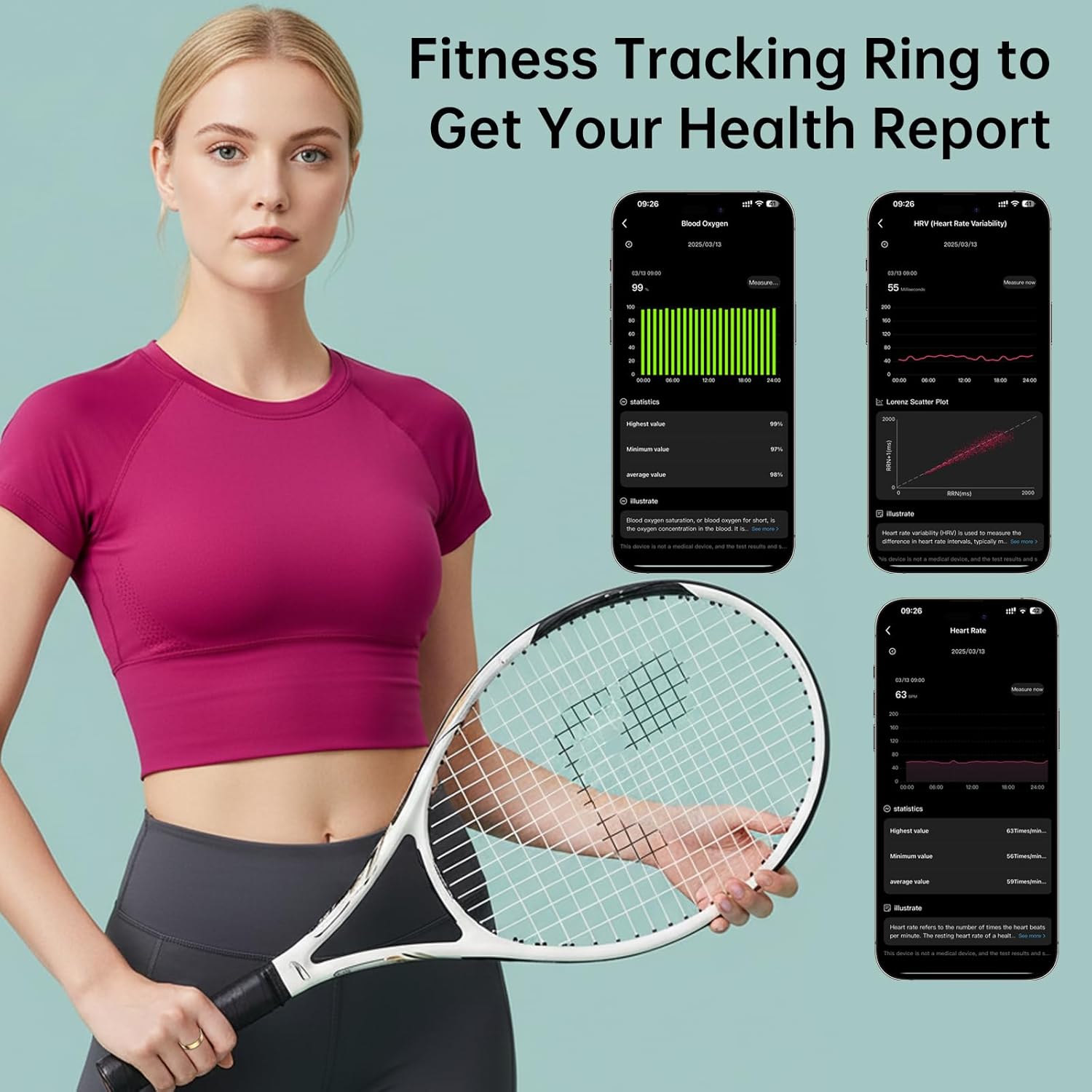 Smart Ring Fitness Tracker, Titanium Wireless Health Monitor with Heart Rate Tracking, Multi-Sensor Waterproof Device, App-Connected Wearable for Men and Women, Sizes 7-12